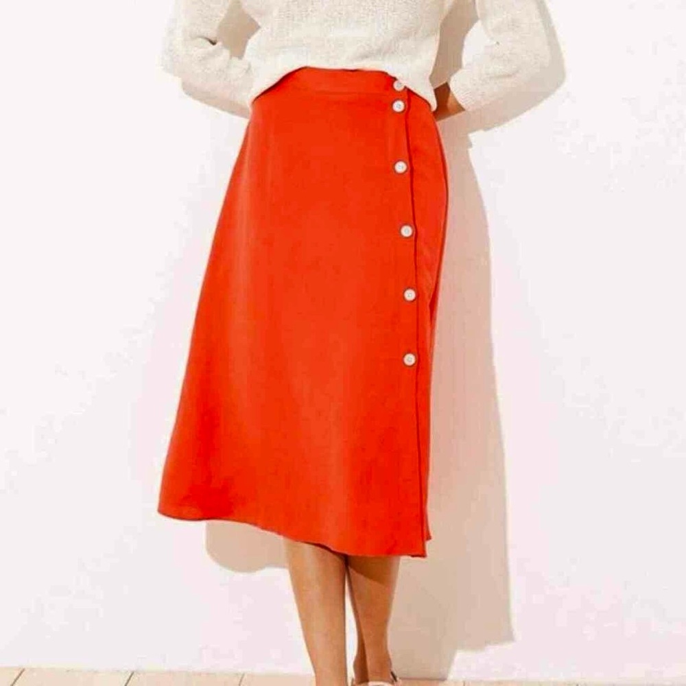 LOFT Linen Blend side Button skirt